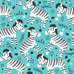 Wall Mural - Childish seamless pattern wtih cute zebras