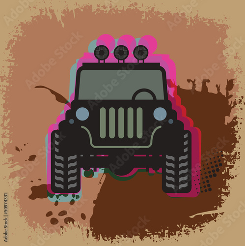 Naklejka - mata magnetyczna na lodówkę Off-road abstract, vector illustration