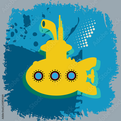Láminas Yellow submarine abstract, vector illustration
