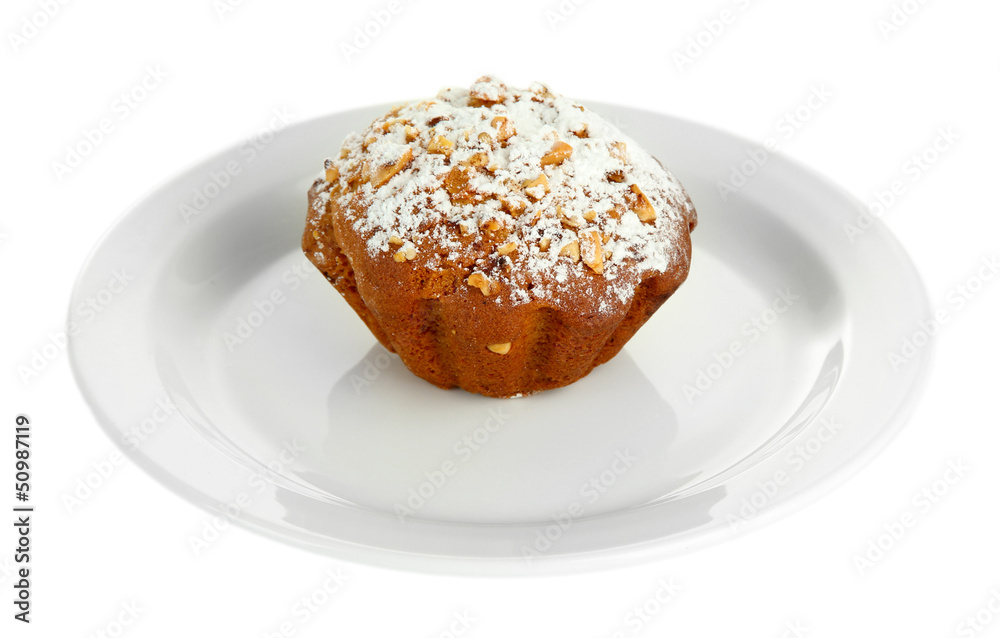 Tasty muffin cake with powdered sugar