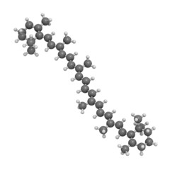 Poster - Beta-carotene carot pigment, molecular model.