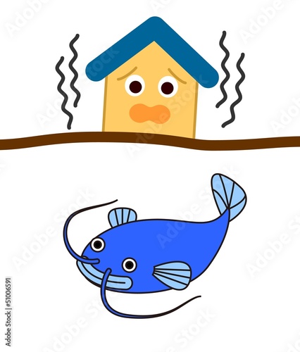 家 地震 ナマズ Adobe Stock でこのストックイラストを購入して 類似のイラストをさらに検索 Adobe Stock