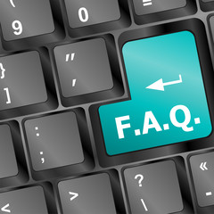Poster - keyboard with faq button - business concept