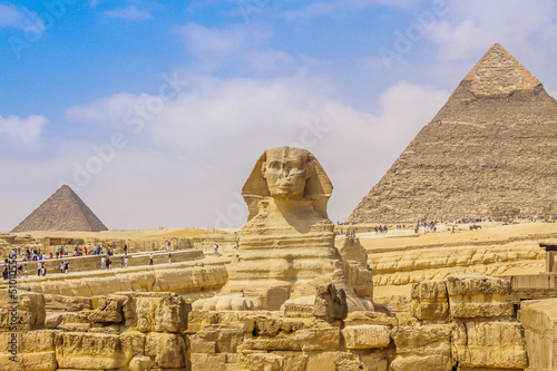 Naklejka na szybę Sphinx and the Great Pyramid in the Egypt