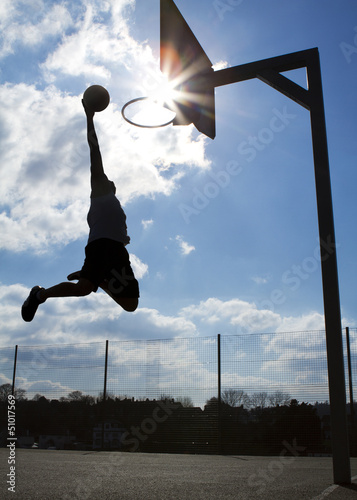 Naklejka - mata magnetyczna na lodówkę Basketball Player Dunk Silhouette