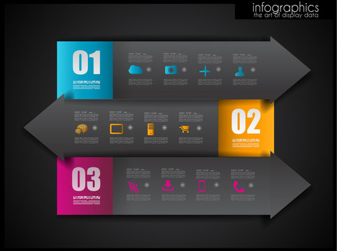 Infographic design template with paper tags.
