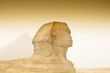 Cheops pyramid and sphinx in Egypt in sandstorm