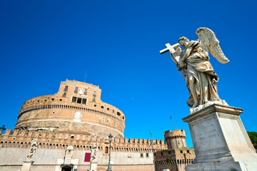 Sticker - Castel Sant'angelo and Bernini's statue, Rome, Italy.