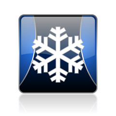 Poster - snowflake blue square web glossy icon