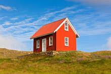 Bright Red Siding House In Iceland
