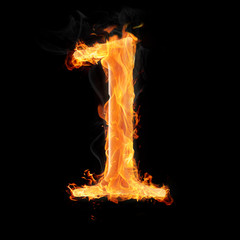 Fototapete - Numbers and symbols on fire