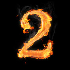 Fototapete - Numbers and symbols on fire