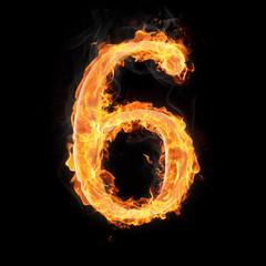 Fototapete - Numbers and symbols on fire