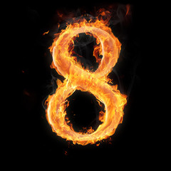 Fototapete - Numbers and symbols on fire
