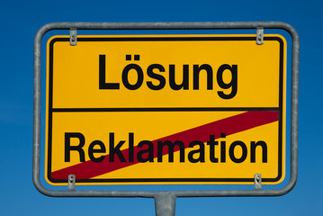 Wall Mural - Wechselschild ohne Pfeil REKLAMATION - LÖSUNG