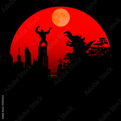 walka-king-kong-malpa-godzilla-potwor-miasto-pojedynek