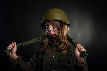 Wall Mural - millitary girl