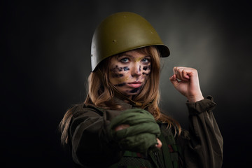 Wall Mural - millitary girl