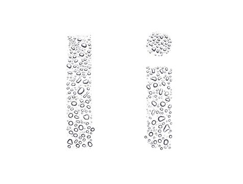 Water drops alphabet letter i, isolated white