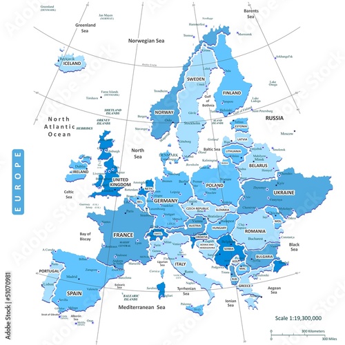 Naklejka na drzwi Map of Europe City