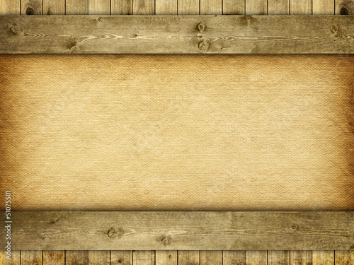 Obraz w ramie Template background - planks and handmade paper or canvas