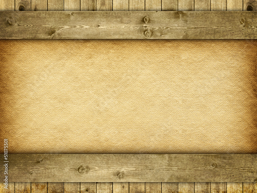 Naklejka dekoracyjna Template background - planks and handmade paper or canvas