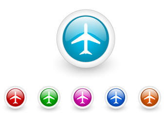 Poster - airplane vector glossy web icon set