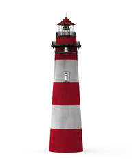 Canvas Print - Red Lighthouse Isolated on White Background