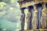 Fototapeta  - Caryatids in Erechtheum from Athenian Acropolis,Greece