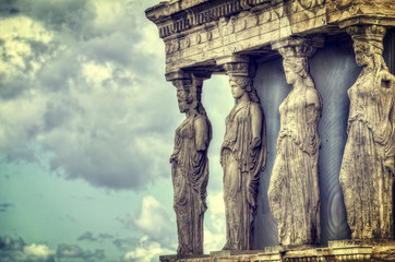 Fototapete - Caryatids in Erechtheum from Athenian Acropolis,Greece