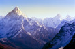 Himalaya mountain scenery including Ama Dablam while on the Mount Everest Base Camp trek through the Himalaya in Nepal