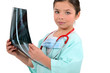 Young girl pretending to be a radiologist