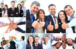 © opolja - Collage of business partners in suits and symbols of unity