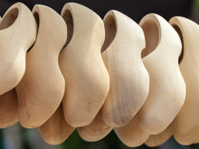 Row Of Blank New Wooden Dutch Clogs