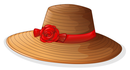 Wall Mural - A brown fashion hat with a red ribbon