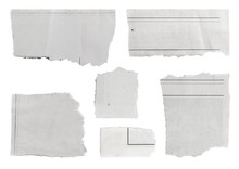 Six Pieces Of Torn Paper On White Background