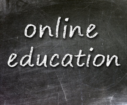 Online education school written on a chalkboard