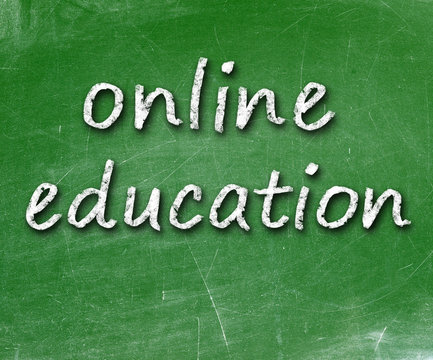 Online education school written on a chalkboard
