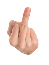Human Hand Gesturing With Middle Finger