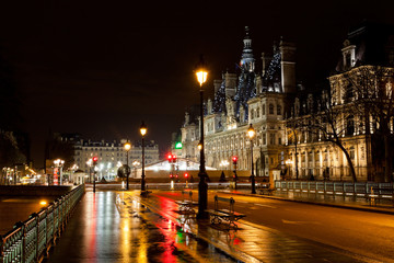 Wall Mural - City Hall in Paris at night