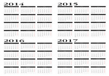 Calendar 2014 To 2017