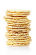 Corn crackers stack on white, clipping path included