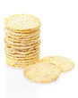 Corn crackers stack on white, clipping path