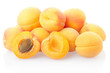 Apricot fruit heap on white, clipping path included