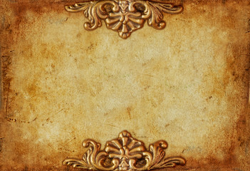 Vintage royal gold horizontal background with floral ornaments