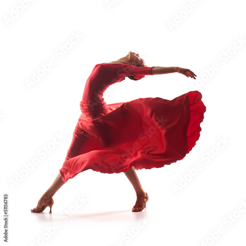 Tapeta ścienna na wymiar woman dancer wearing red dress