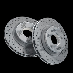 Canvas Print - Brake Discs isolated on black background 3d render