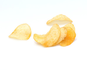 Poster - potato chips on white background