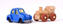Blue Toy Car And Locomotive