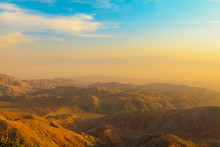 Mountains Of Mojave Desert At Sunset. USA. California.